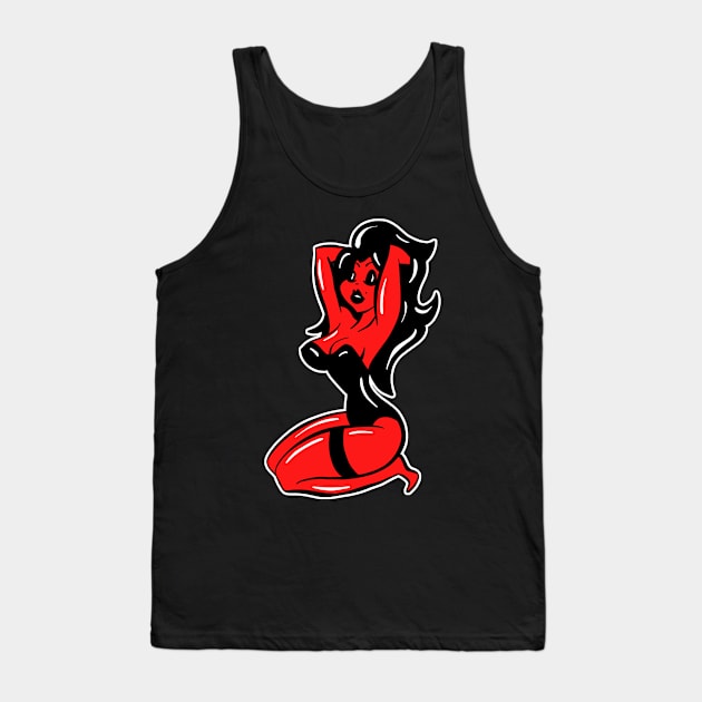 Sexy Red Devil Woman Cartoon Tank Top by Squeeb Creative